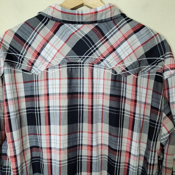 BKE Mens XL Athletic Fit Plaid Pearl Snap Shirt | Western Cowboy - Picture 6 of 9